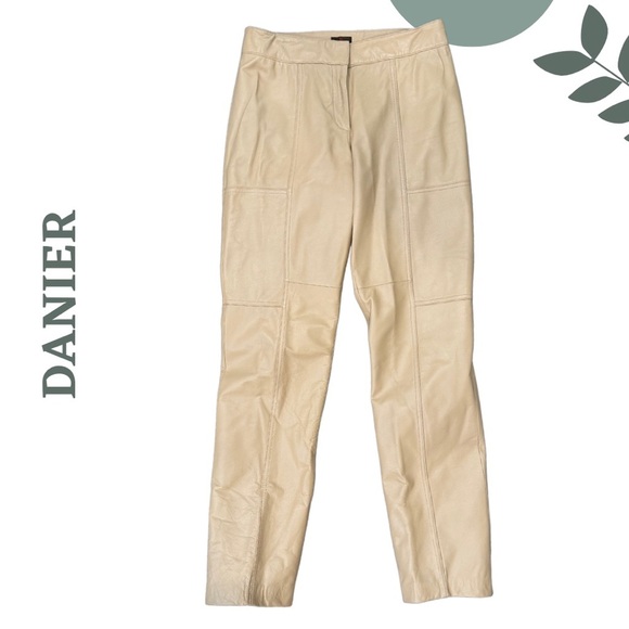 Danier Genuine Leather Pants – Beige – Lined Straight Leg Size 4 - Picture 1 of 8